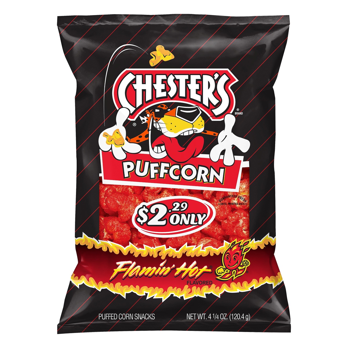 slide 1 of 1, Chester's Chesters Puffcorn Flamin Hot - 4.25 Oz, 4.5 oz