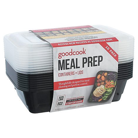 slide 1 of 1, Goodcook Containers + Lids Meal Prep 1 Compartment 4 Cup - 10 Count, 10 ct