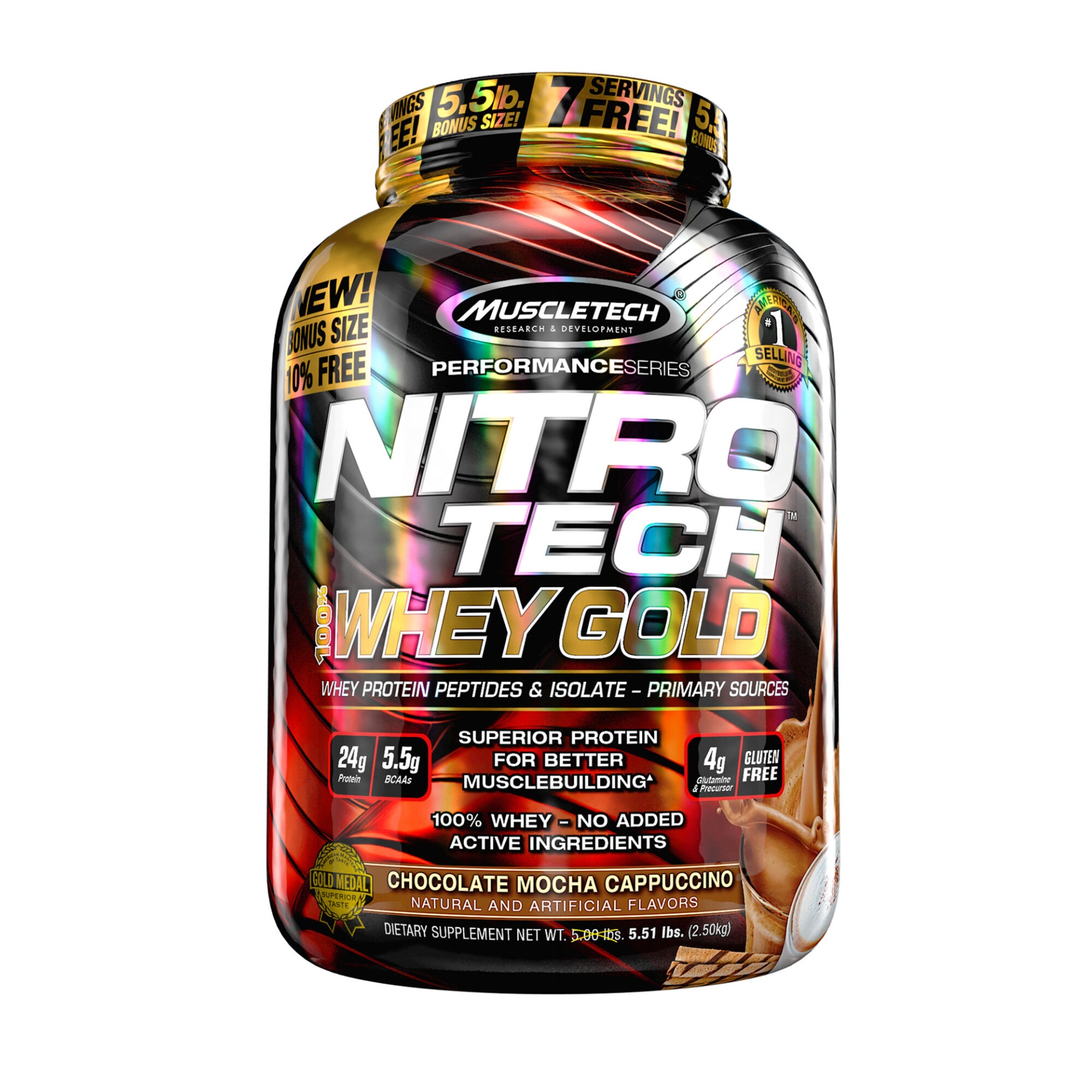 slide 1 of 1, MuscleTech Nitro-Tech 100% Whey Gold - Chocolate Mocha Cappuccino, 5.5 lb