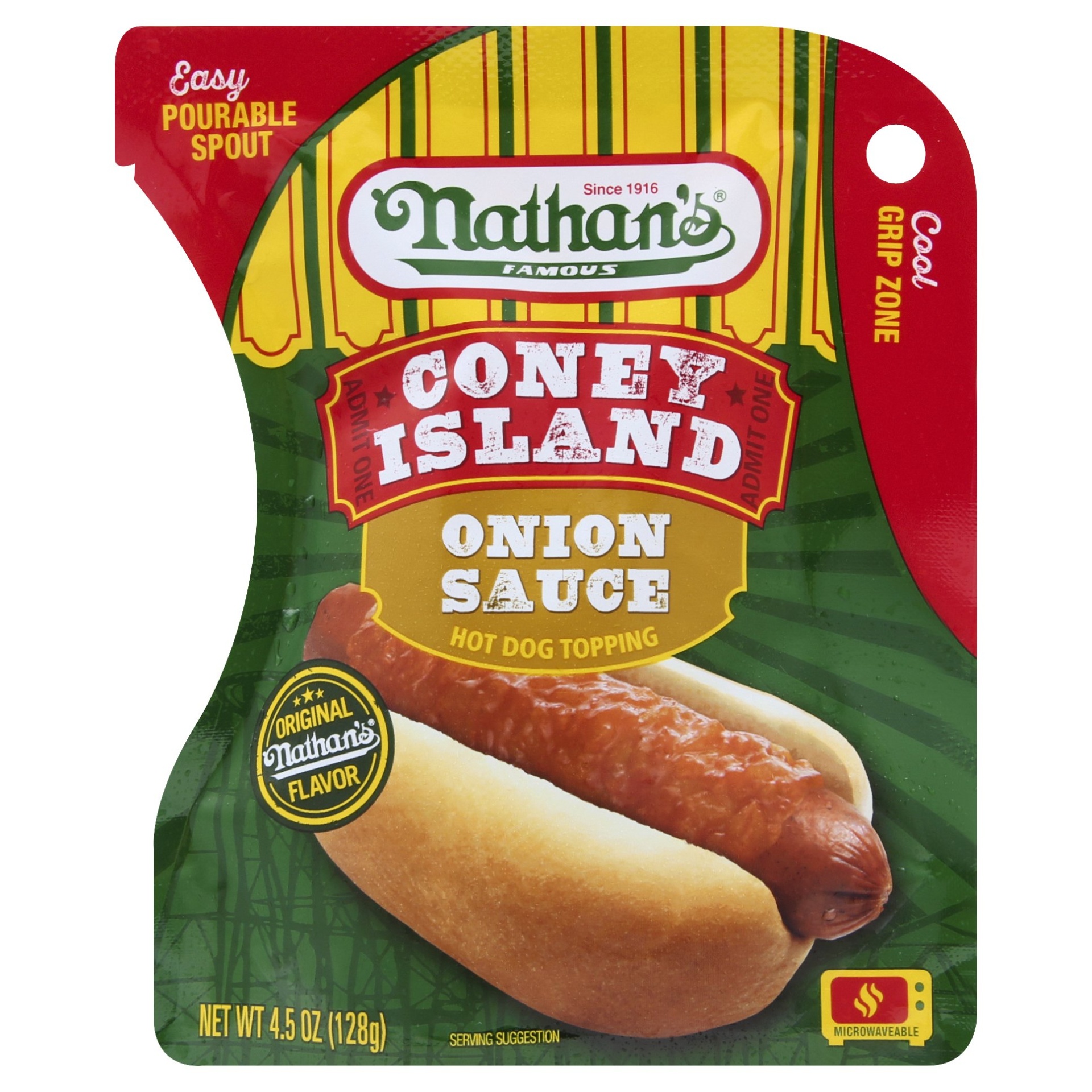 slide 1 of 1, Nathan's Famous Coney Island Onion Sauce Hot Dog Topping, 4.5 oz