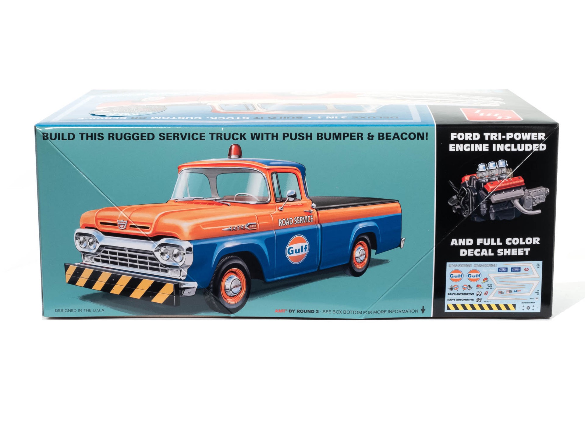 slide 3 of 4, AMT 1960 Ford F-100 Pickup With Trailer 1:25 Scale Model Kit, built size: 8 in