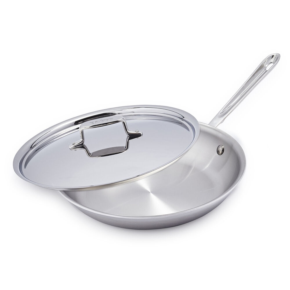 slide 1 of 1, All-Clad d5 Brushed Stainless Steel Skillet with Lid, 12 in