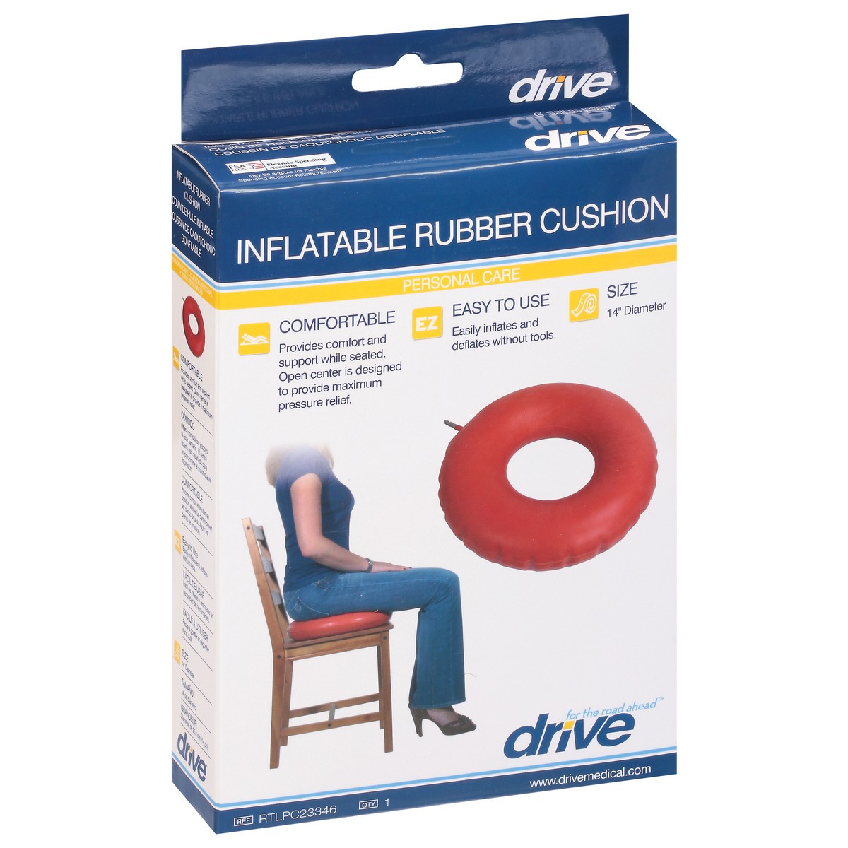 slide 4 of 9, Drive Personal Care Inflatable Rubber Cushion 1 ea, 1 ct