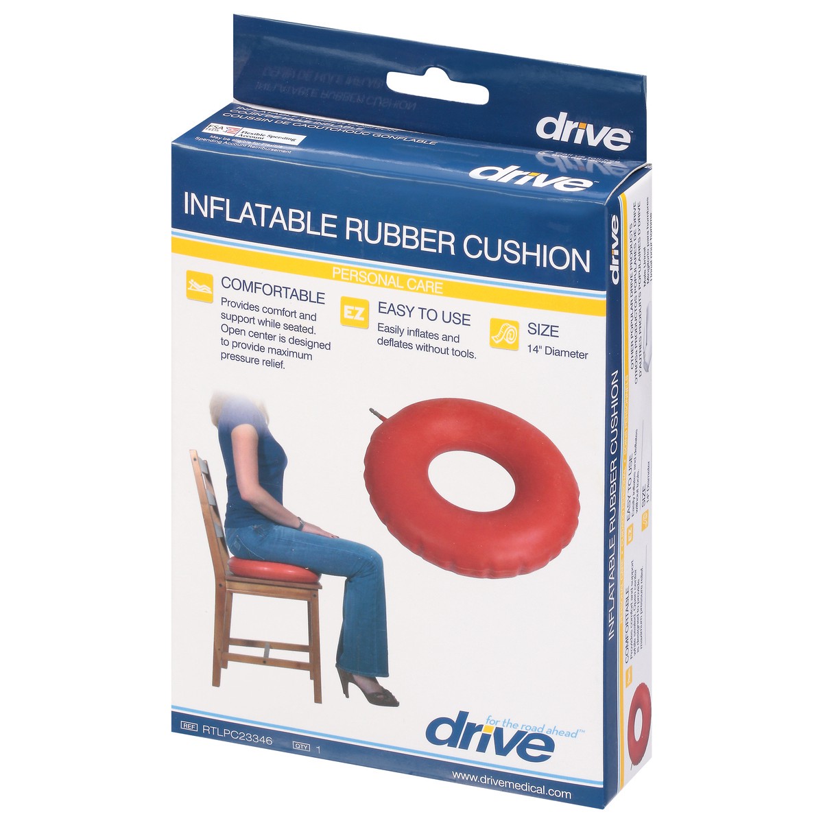 slide 8 of 9, Drive Personal Care Inflatable Rubber Cushion 1 ea, 1 ct