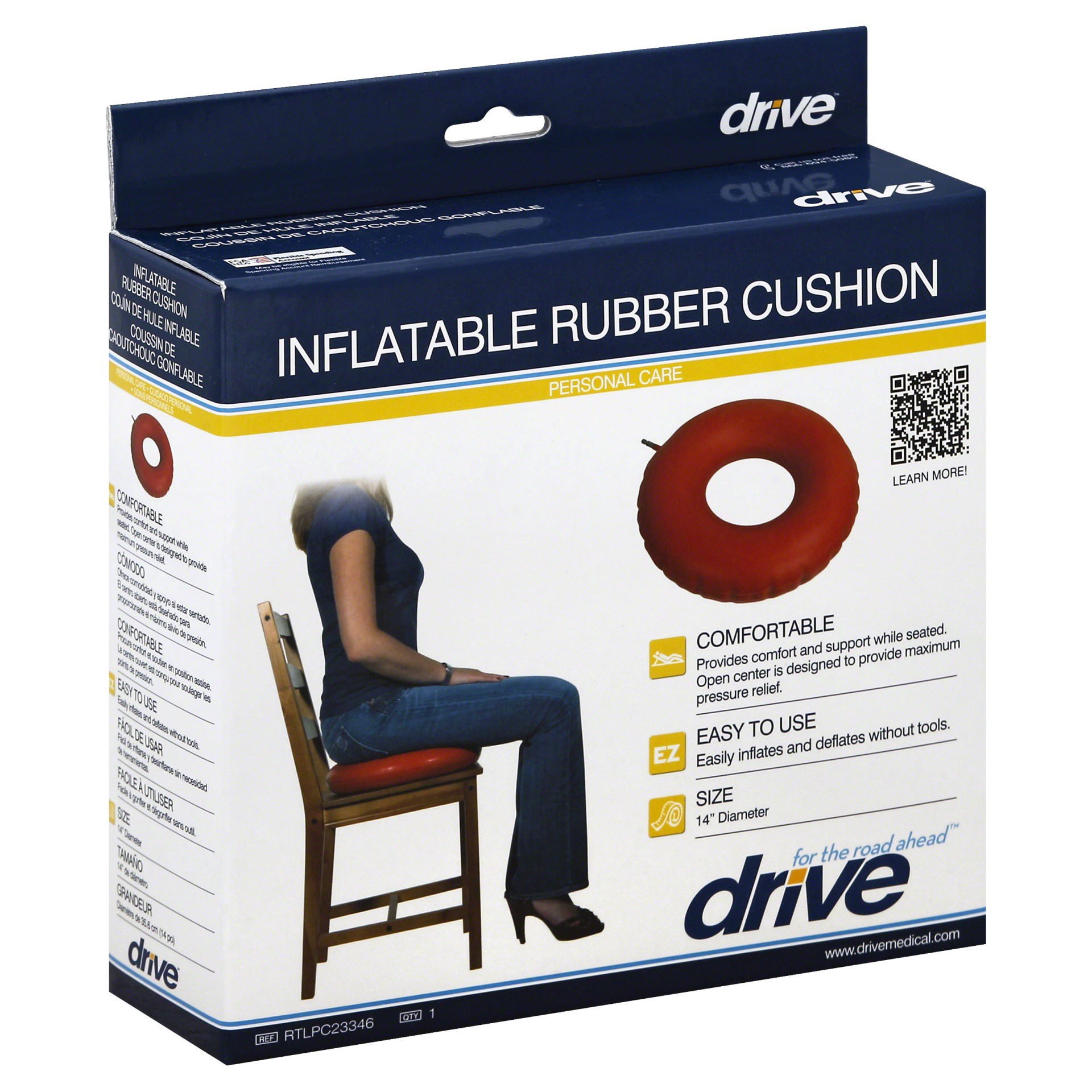 slide 1 of 9, Drive Personal Care Inflatable Rubber Cushion 1 ea, 1 ct