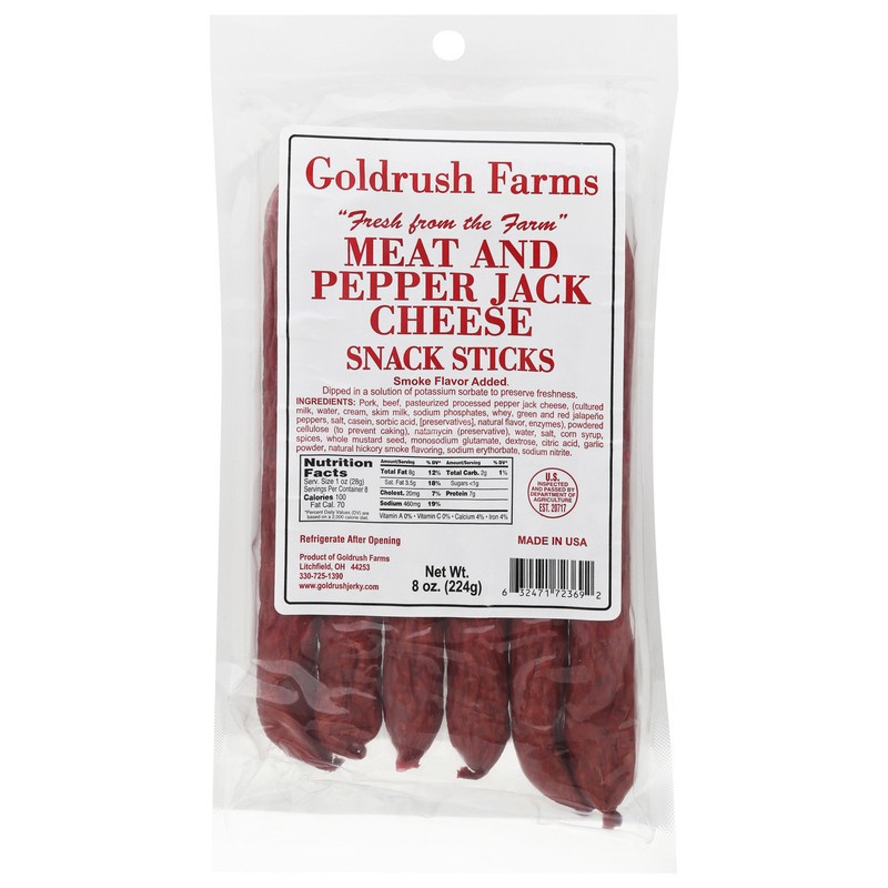 slide 1 of 1, Goldrush Farms Meat and Pepper Jack Cheese Snack Sticks 8 oz, 8 oz