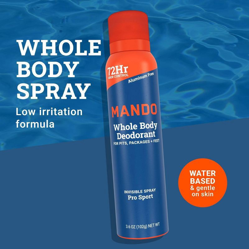 slide 7 of 10, Mando 72Hr Invisible Spray Whole Body Pro Sport Deodorant 3.6 oz, 3.6 oz