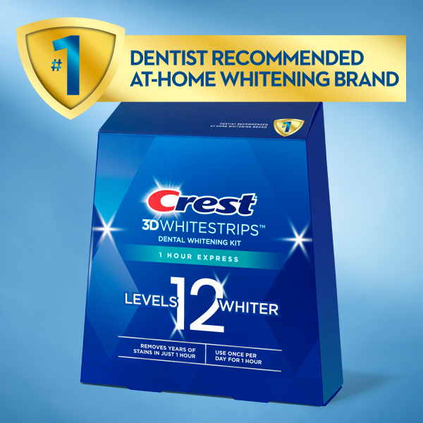 slide 20 of 22, Crest 3D Whitrstrips 1-Hour Express At-Home Teeth Whitening Kit, 1 ct