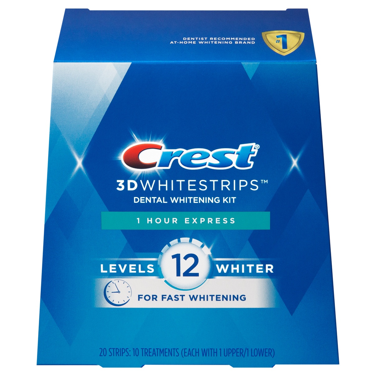 slide 5 of 5, Crest 3D Whitrstrips 1-Hour Express At-home Teeth Whitening Kit, 10 Treatments, 12 Levels Whiter for Fast Whitening, 20 ct