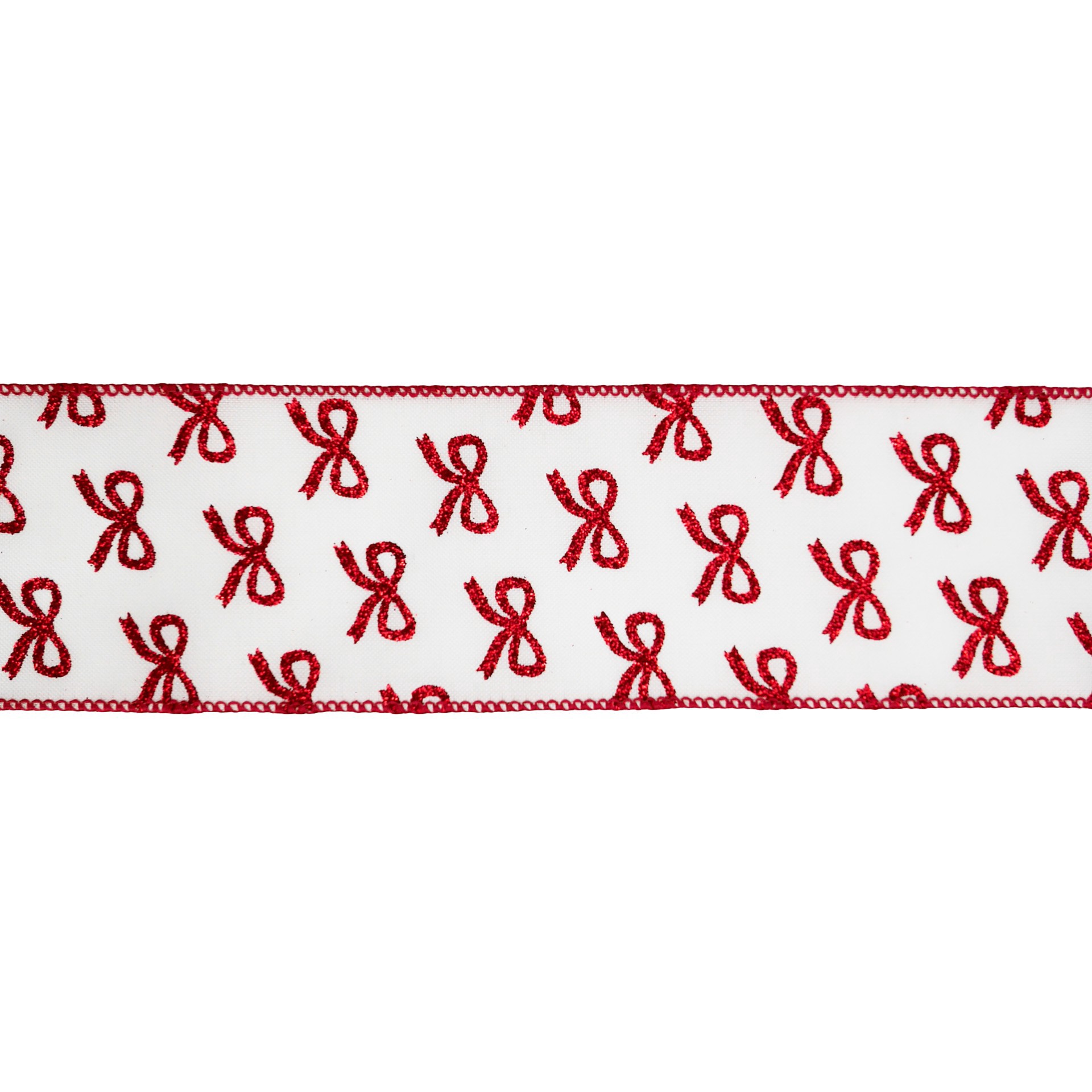 slide 2 of 3, 2.5" X 20ft. Red Glitter Bows Wired Ribbon By Celebrate It, 2.5 in x 20 ft