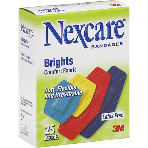 slide 1 of 1, Nexcare Brights Assorted Comfort Fabric Bandages, 25 ct