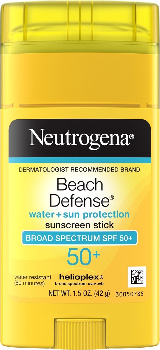 slide 3 of 5, Neutrogena Beach Defense Oil-Free Body Sunscreen Stick - SPF 50+ - 1.5oz, 1.5 oz