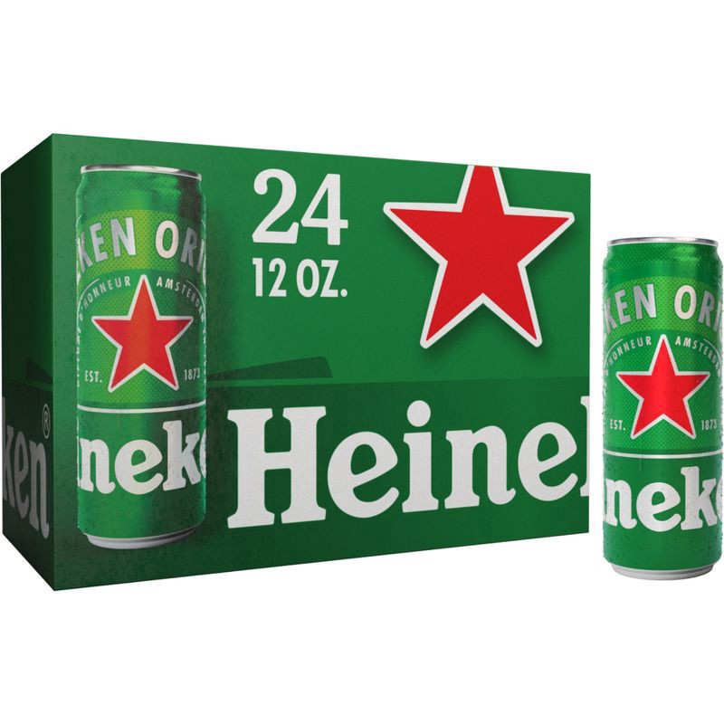 slide 2 of 3, Heineken Original Lager Beer, 24 Pack, 12 fl oz Cans, 12 oz