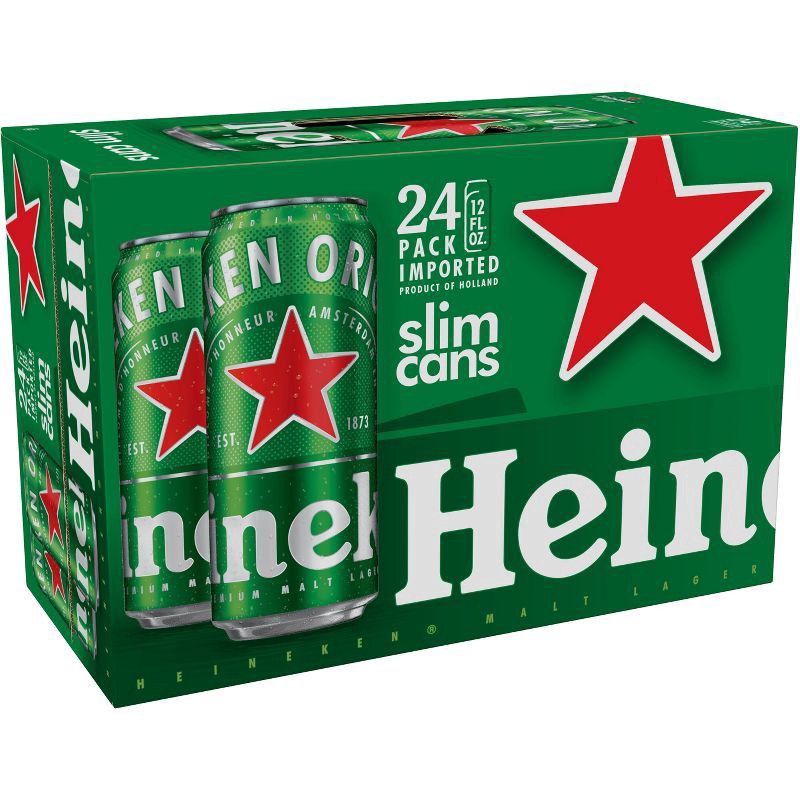 slide 1 of 3, Heineken Original Lager Beer, 24 Pack, 12 fl oz Cans, 12 oz