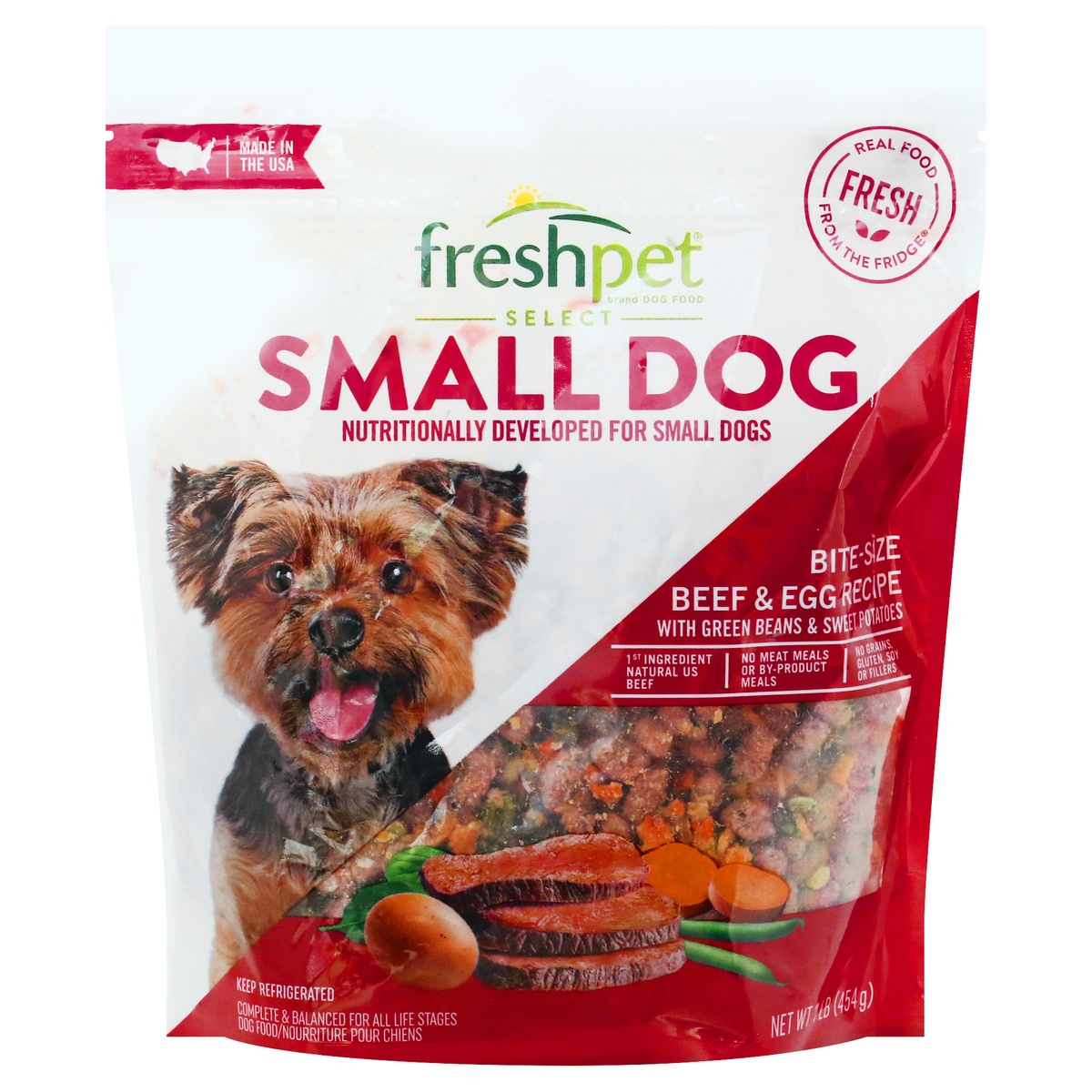 slide 1 of 9, Freshpet Select Small Dog Bite Size Beef & Egg Recipe Wet Dog Food, 1 lb