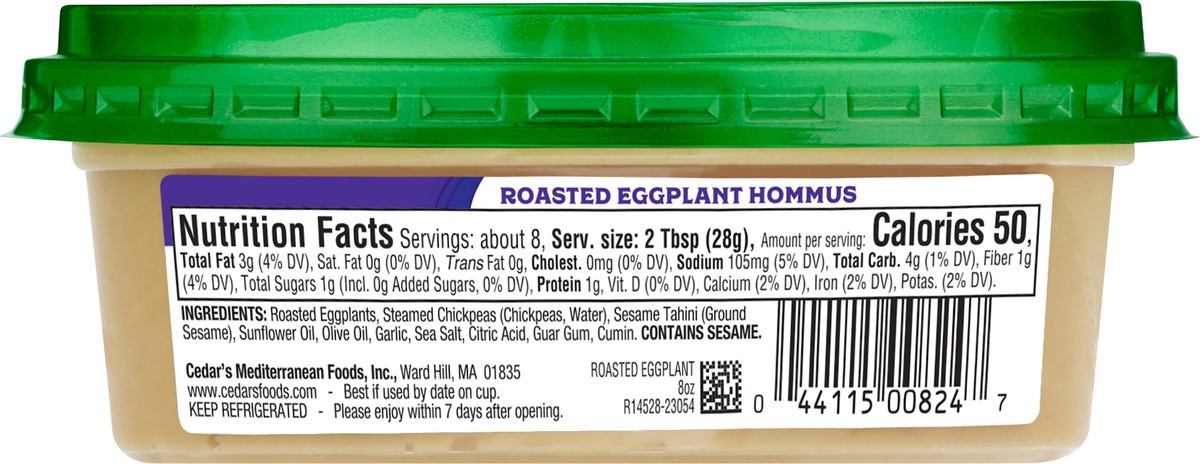 slide 3 of 4, Cedar's Foods Roasted Eggplant Hommus, 8 oz