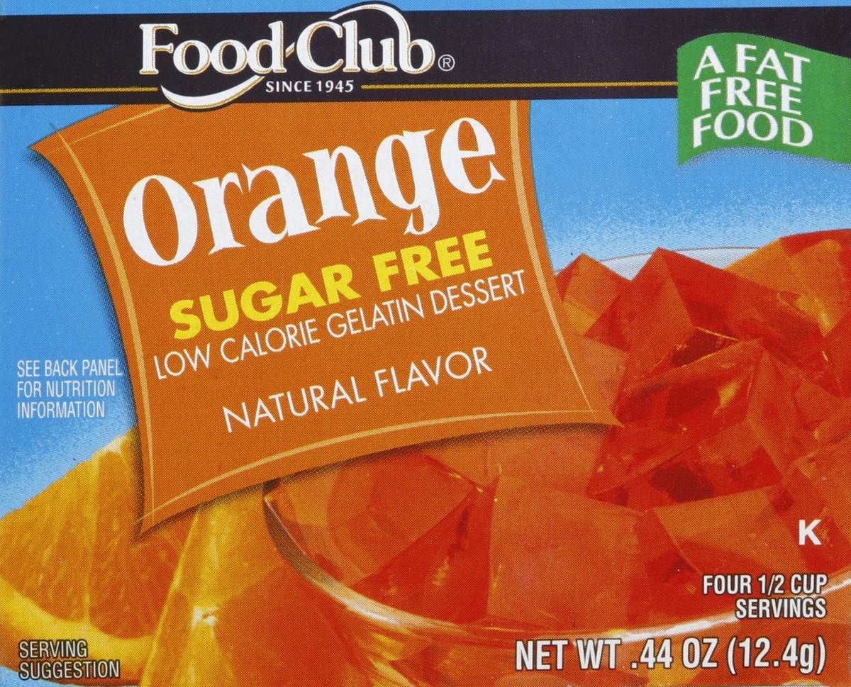 slide 5 of 6, Food Club Sugar Free Orange Gelatin Dessert, 0.44 oz