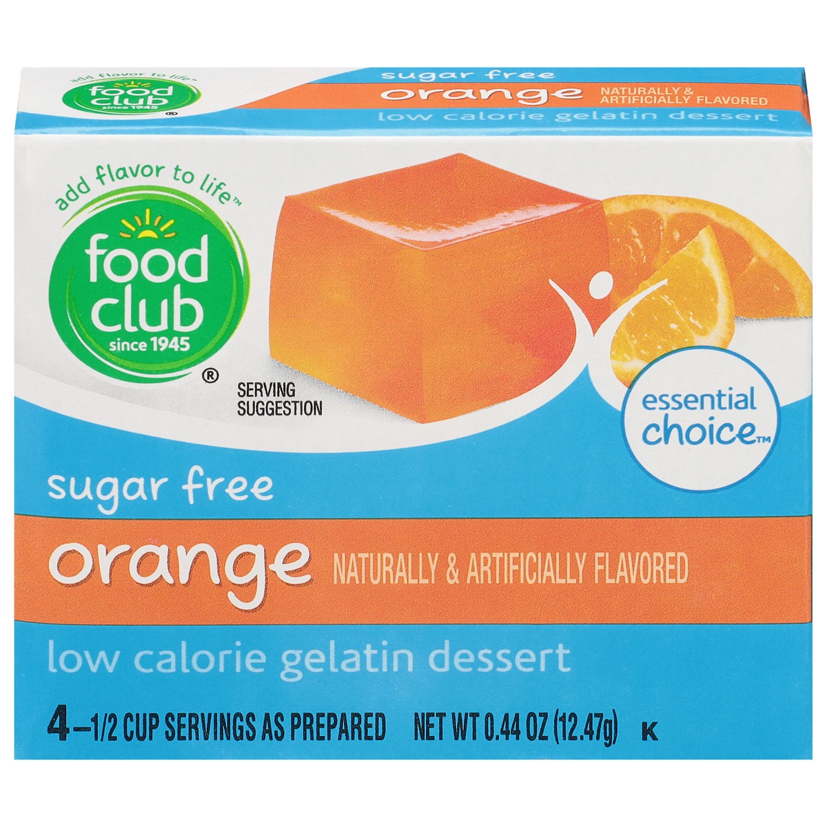 slide 1 of 6, Food Club Sugar Free Orange Gelatin Dessert, 0.44 oz