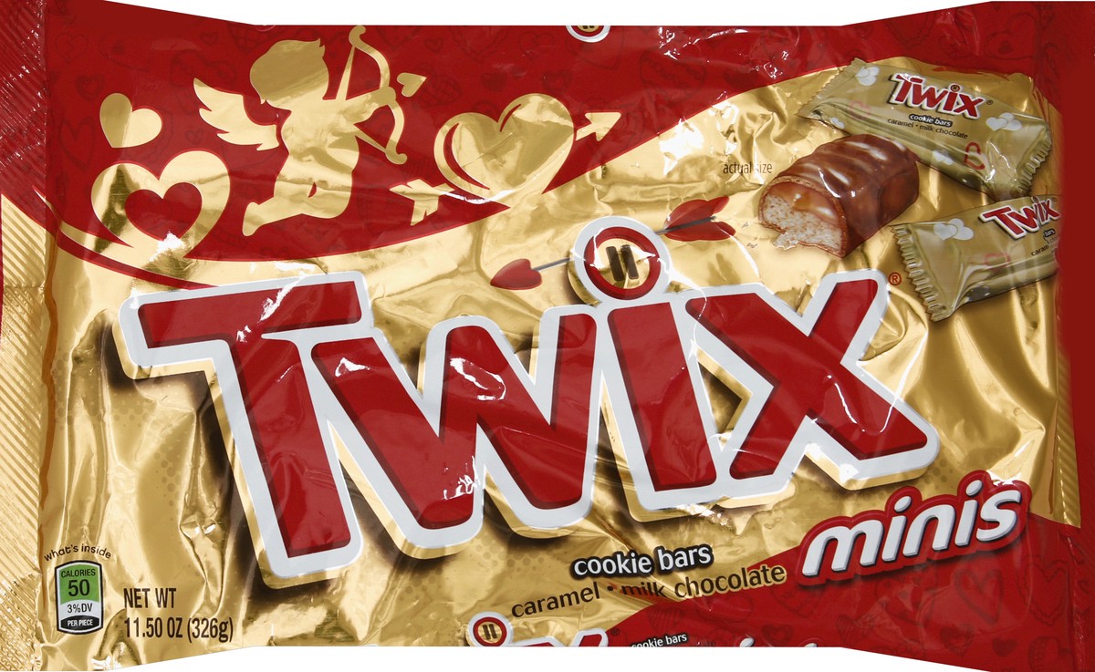 slide 5 of 6, TWIX Valentine's Caramel Minis Size Chocolate Cookie Bar Candy, 11.5 oz