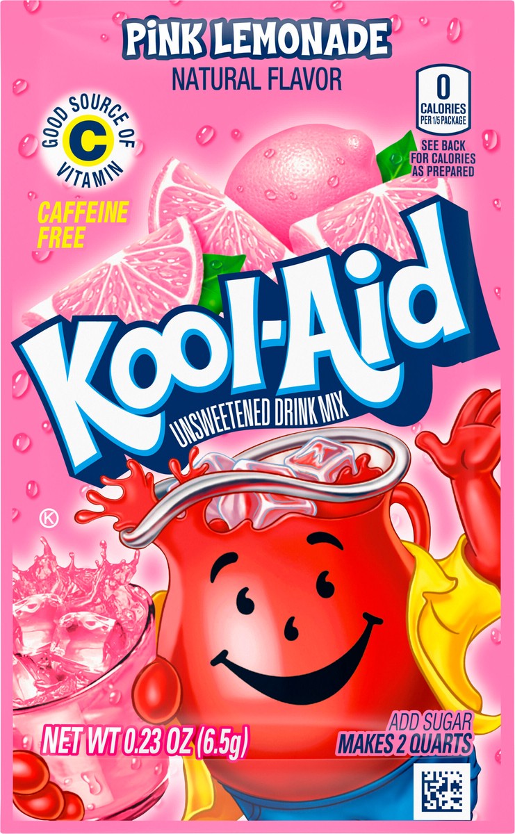 slide 5 of 9, Kool-Aid Unsweetened Pink Lemonade Naturally Flavored Powdered Soft Drink Mix- 0.23 oz, 0.23 oz