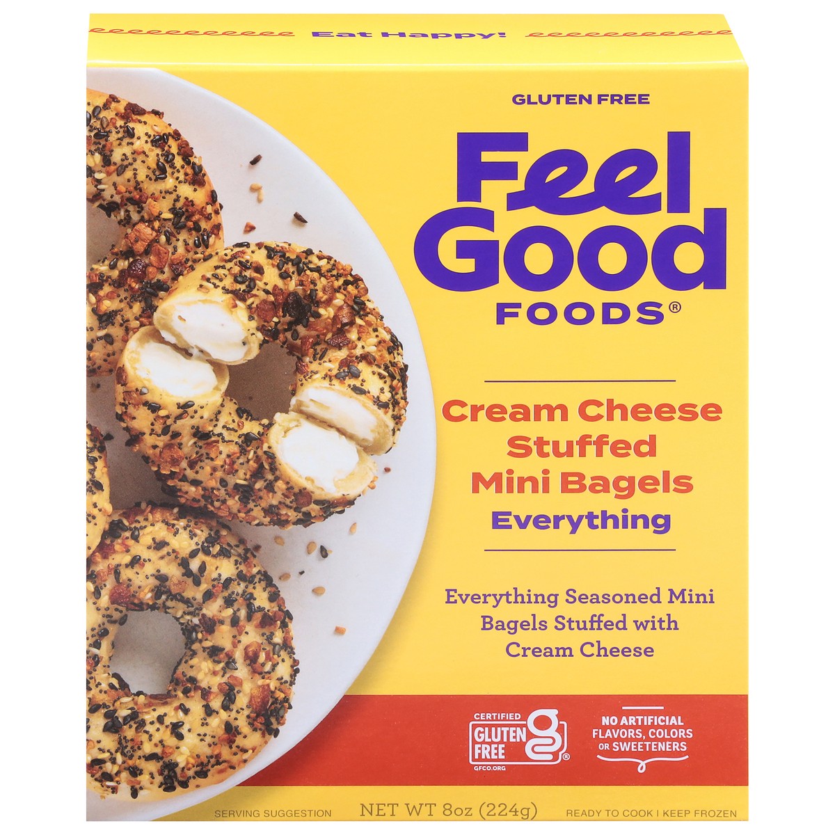 slide 1 of 14, Feel Good Foods Gluten Free Cream Cheese Stuffed Everything Bagels Mini 8 oz, 8 oz