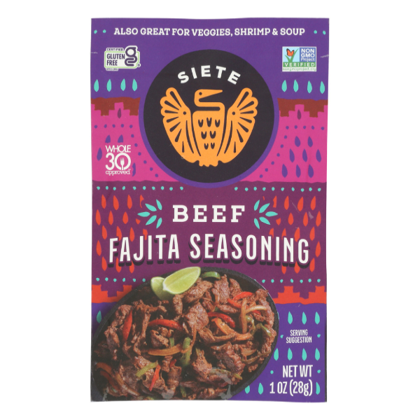 slide 1 of 1, Siete Seasoning Beef Fajita, 1 oz