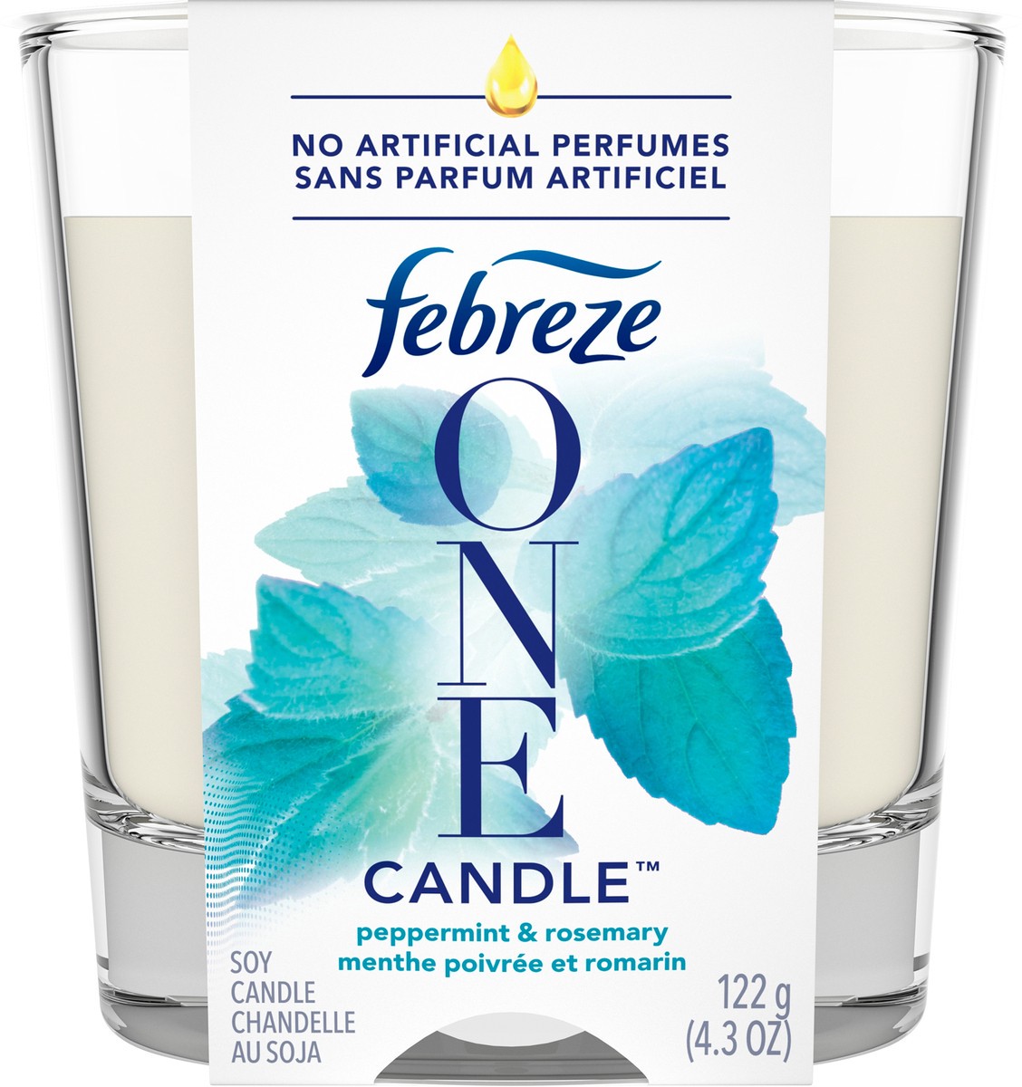 slide 6 of 10, Febreze One Peppermint & Rosemary Soy Candle 1 ea, 1 ea