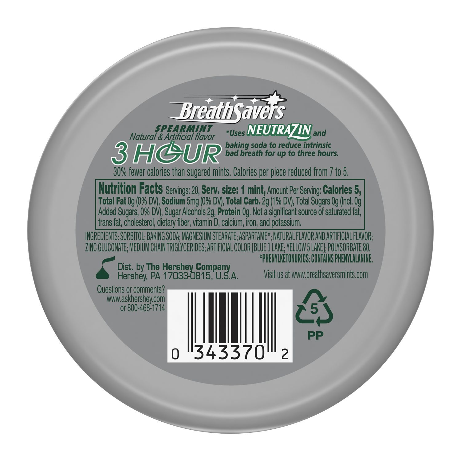 slide 2 of 6, Breath Savers Mints, Spearmint Flavor, Sugar Free, 1.27 oz