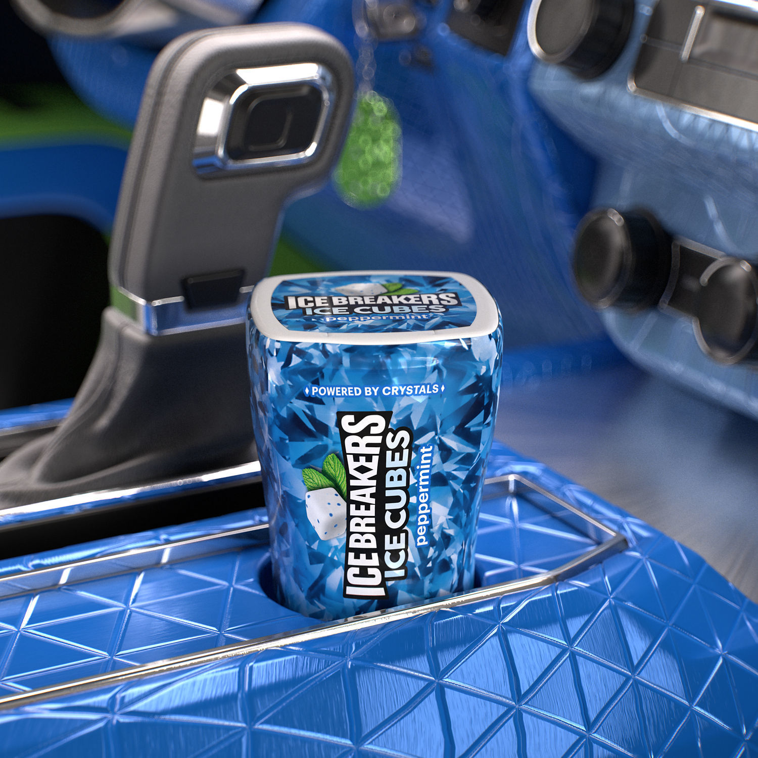 slide 3 of 4, ICE BREAKERS Ice Cubes Peppermint Flavored Sugar Free Chewing Gum Bottle, 3.24 oz (40 Pieces), 6 ct