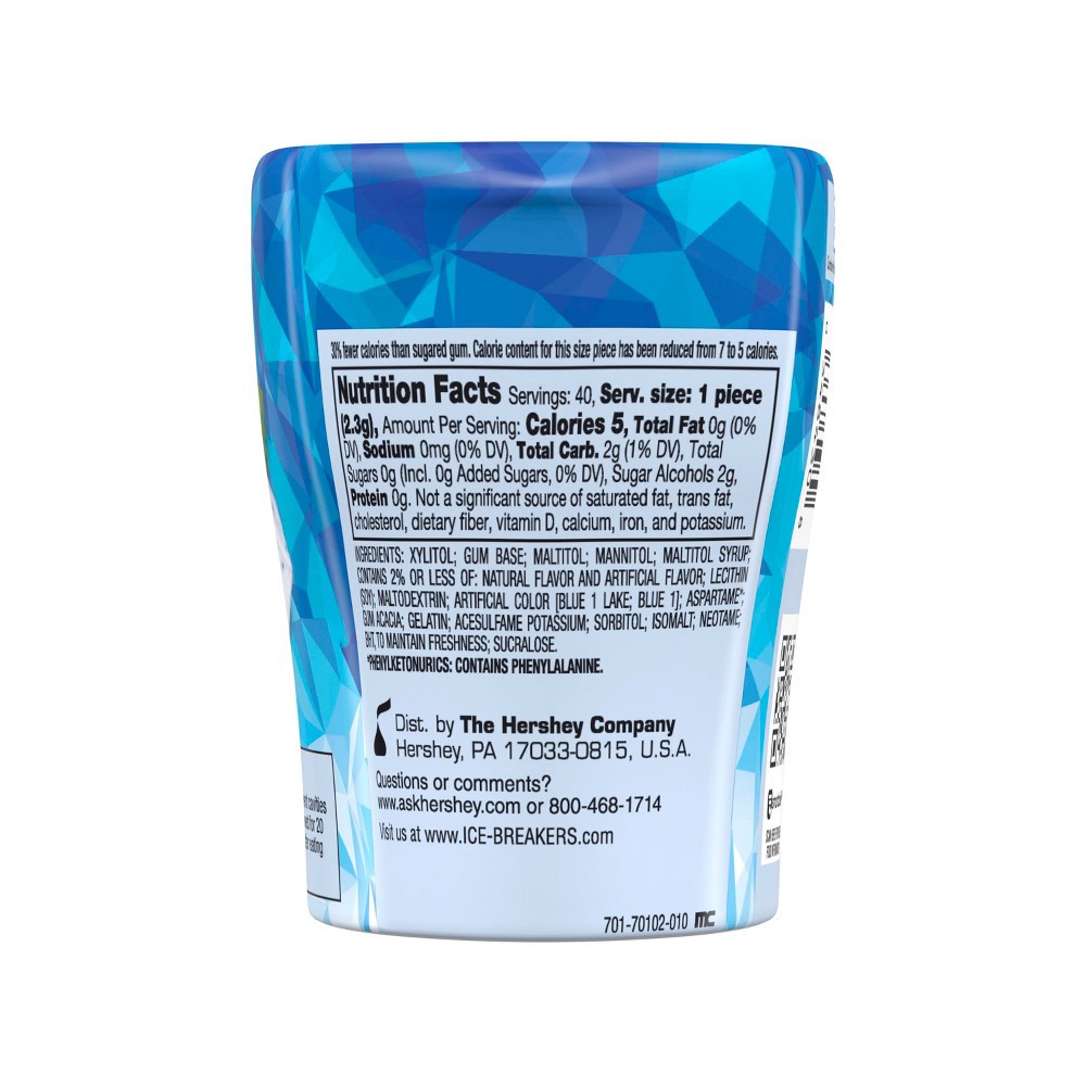 slide 3 of 3, ICE BREAKERS Ice Cubes Peppermint Flavored Sugar Free Chewing Gum Bottle, 3.24 oz (40 Pieces), 3.24 oz