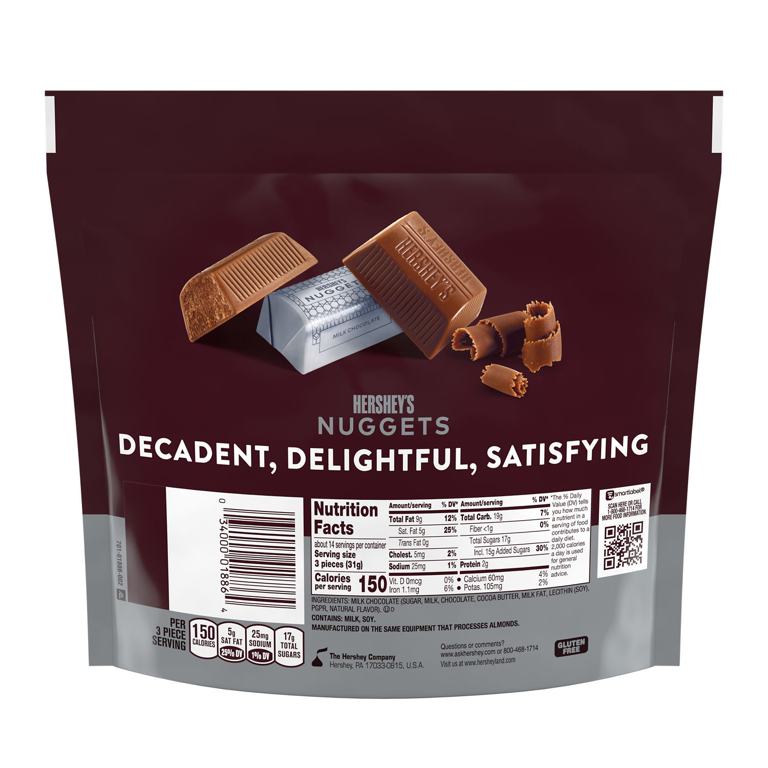 slide 3 of 4, HERSHEY'S NUGGETS Milk Chocolate Candy, Halloween Candy, 15.8 oz, Bag, 15.8 oz