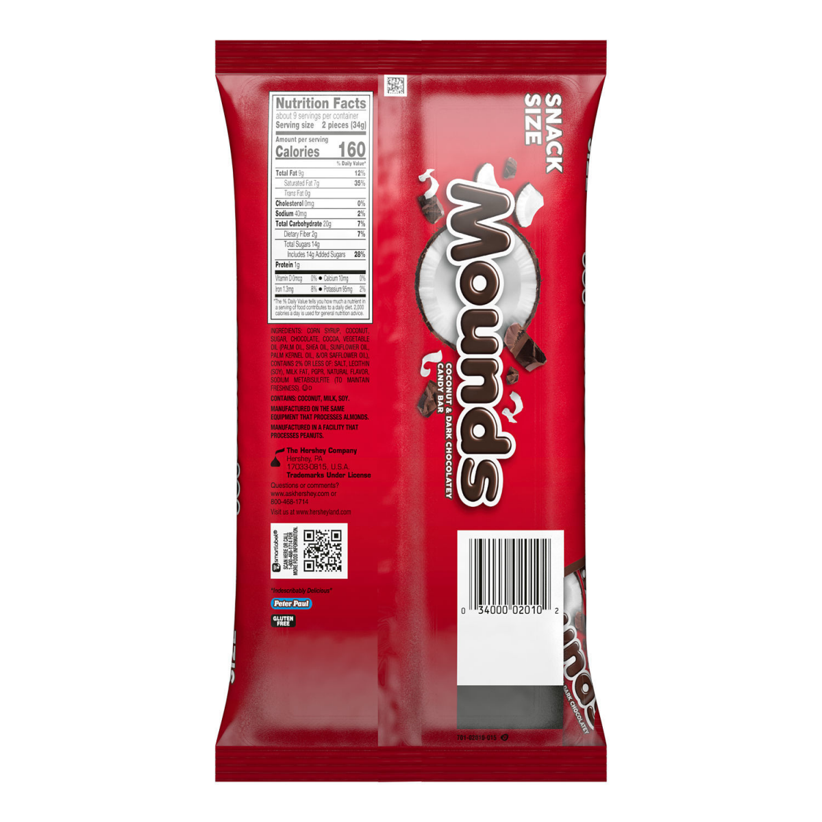 slide 7 of 7, MOUNDS Dark Chocolate and Coconut Snack Size, Candy Bag, 11.3 oz, 11.3 oz