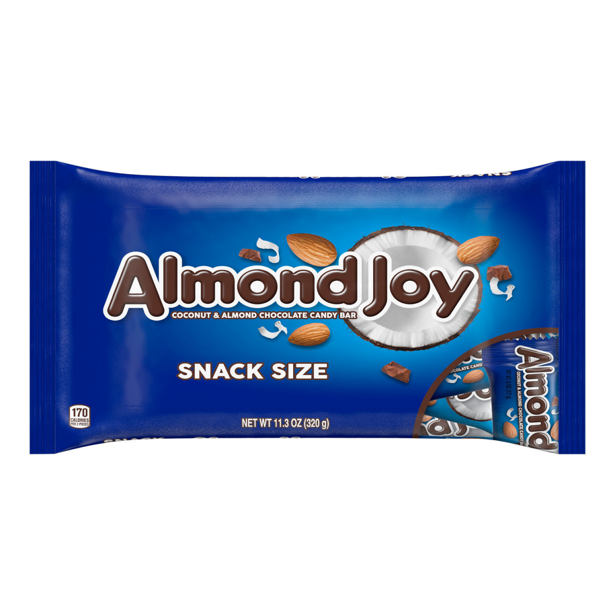 slide 1 of 7, ALMOND JOY Coconut and Almond Chocolate Snack Size, Candy Bag, 11.3 oz, 11.3 oz