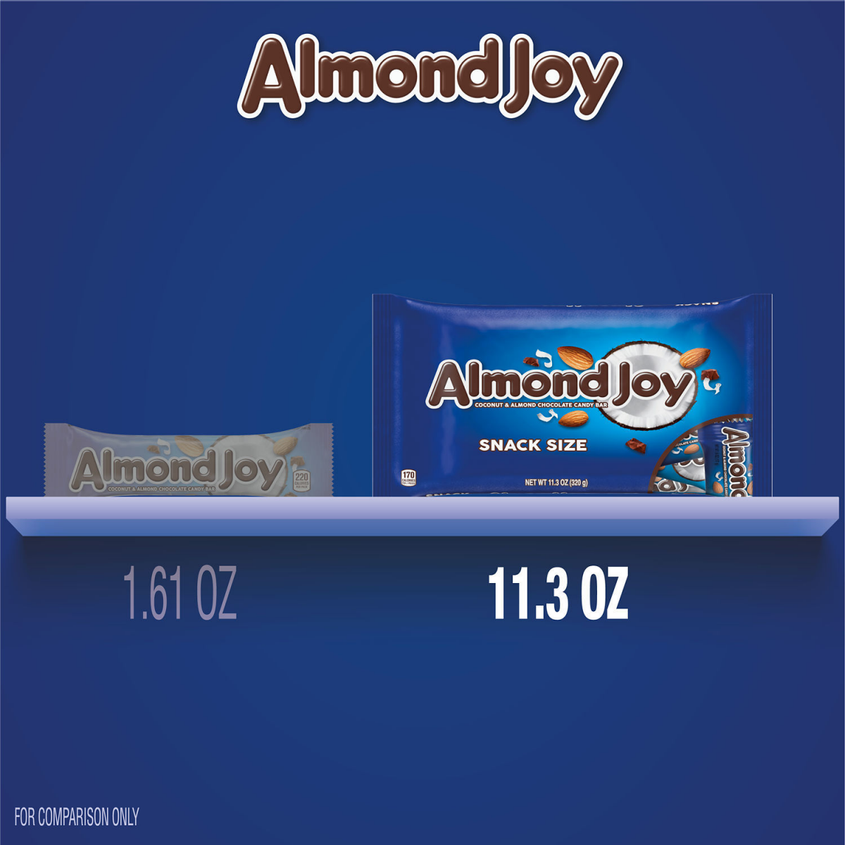 slide 5 of 7, ALMOND JOY Coconut and Almond Chocolate Snack Size, Candy Bag, 11.3 oz, 11.3 oz