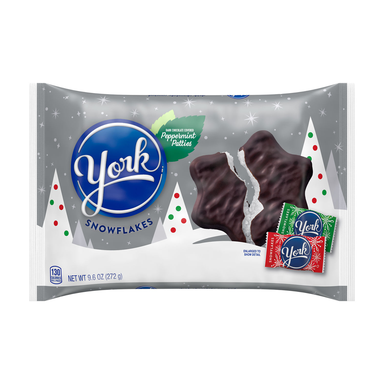 slide 6 of 8, York Peppermint Patties, Dark Chocolate Covered, Snowflakes, 9.6 oz
