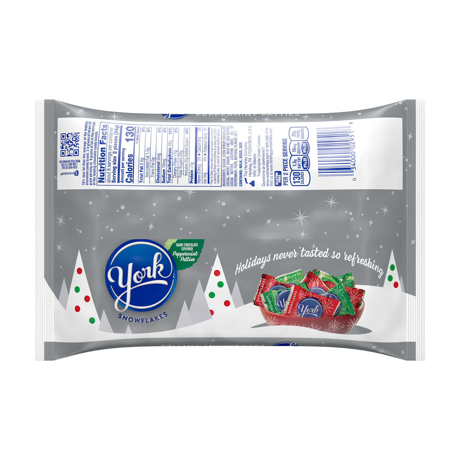 slide 7 of 8, York Peppermint Patties, Dark Chocolate Covered, Snowflakes, 9.6 oz