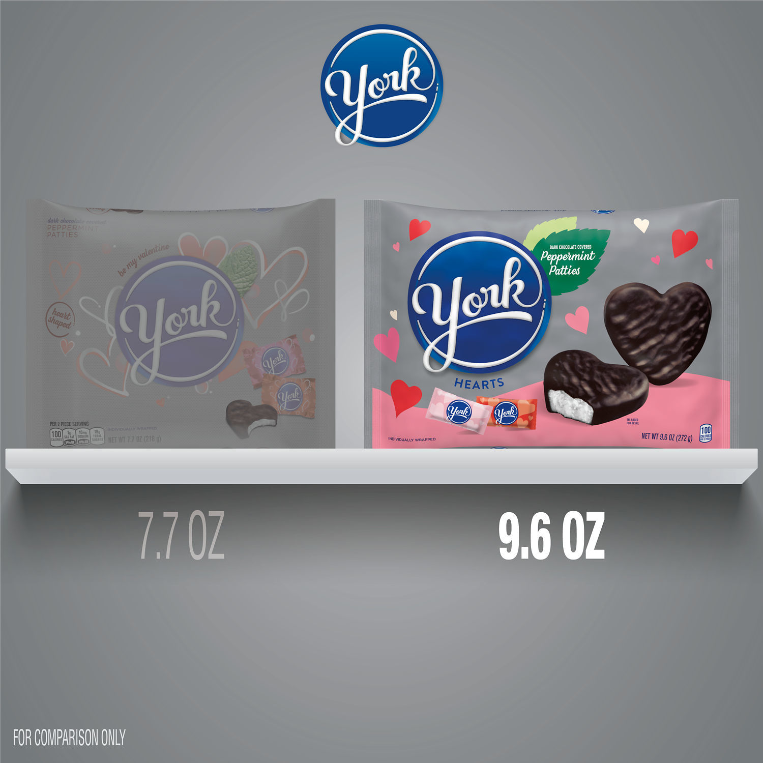 slide 5 of 8, York Peppermint Patties, Heart Shaped, Dark Chocolate Covered, 9.6 oz