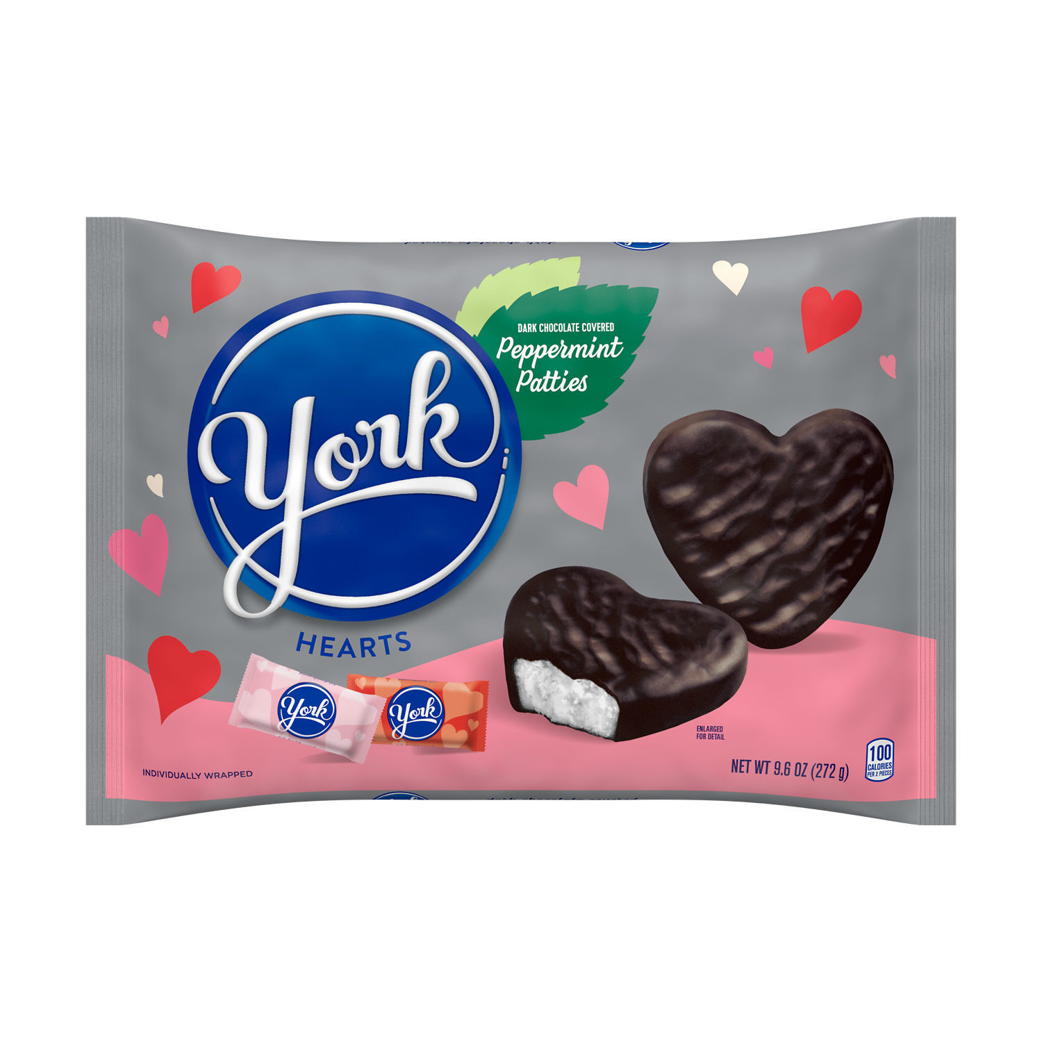 slide 6 of 8, York Peppermint Patties, Heart Shaped, Dark Chocolate Covered, 9.6 oz