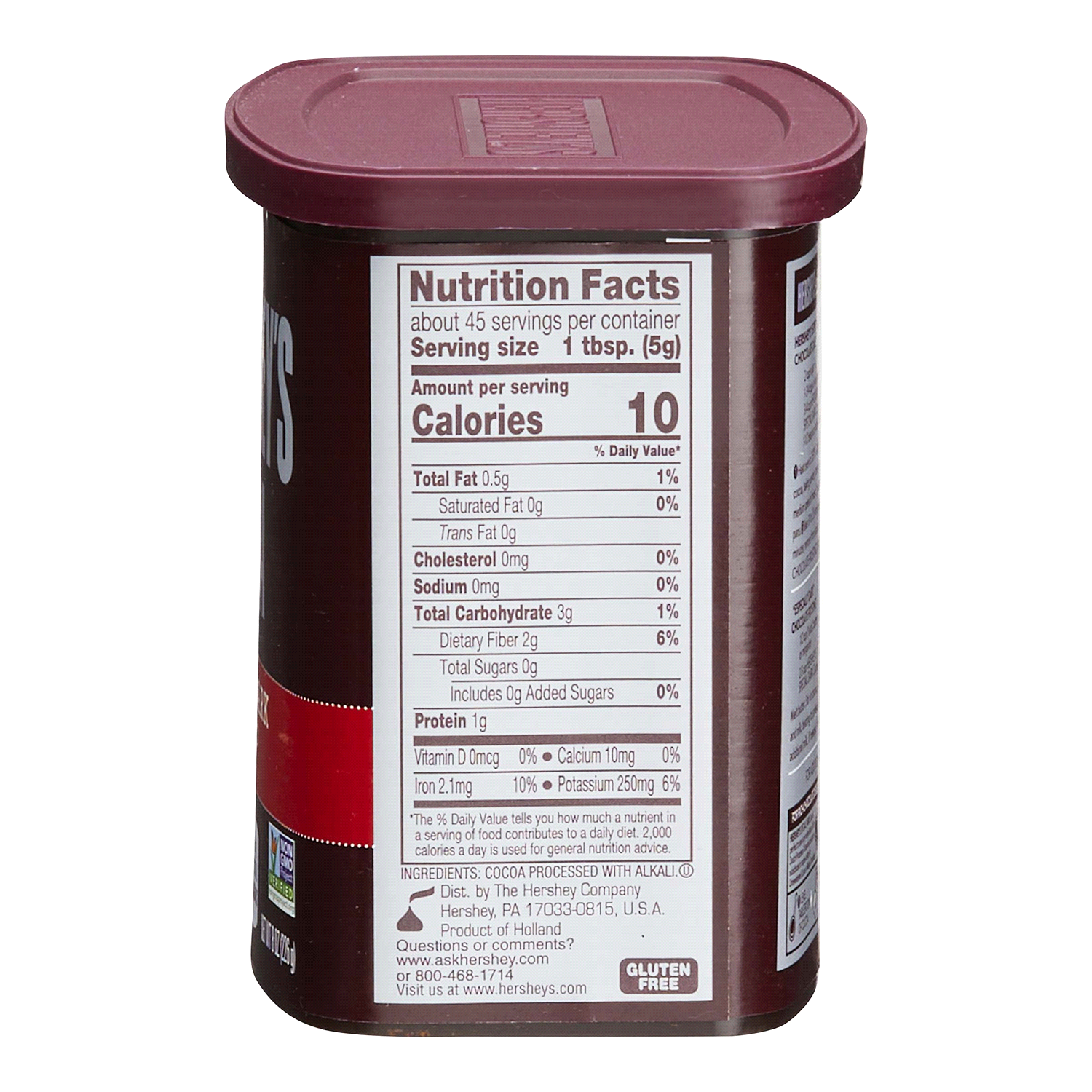 slide 2 of 2, Hershey's Cocoa, Unsweetened, 100% Cacao, Dutched Cocoa, Dark Chocolate, 8 oz