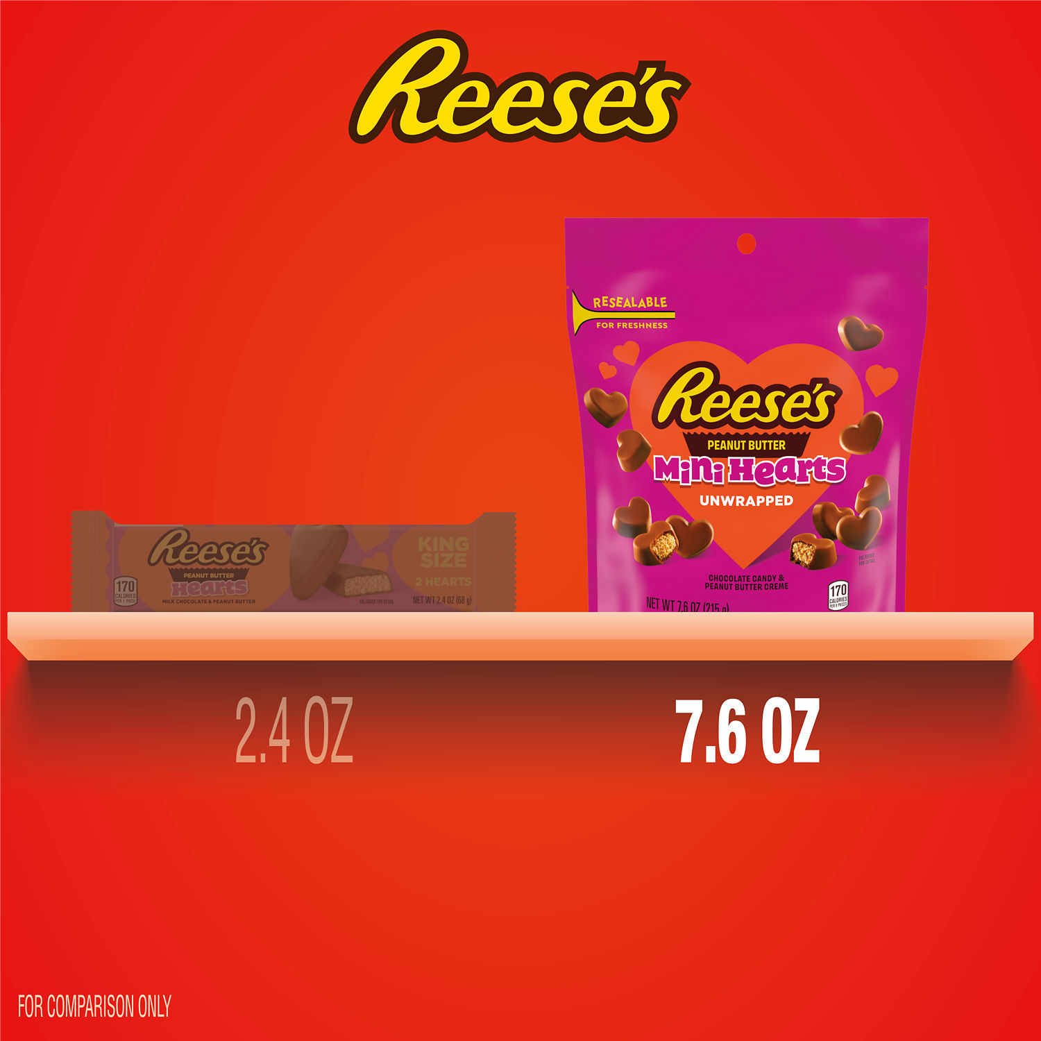 slide 5 of 8, HERSHEYS Val Rse Unwrapped Mini Hearts 7.6oz 16ct, 7.6 oz, 16 ct