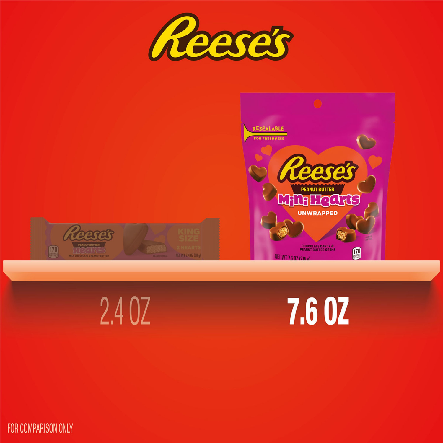 slide 5 of 8, HERSHEYS Val Rse Unwrapped Mini Hearts 7.6oz 16ct, 7.6 oz, 16 ct