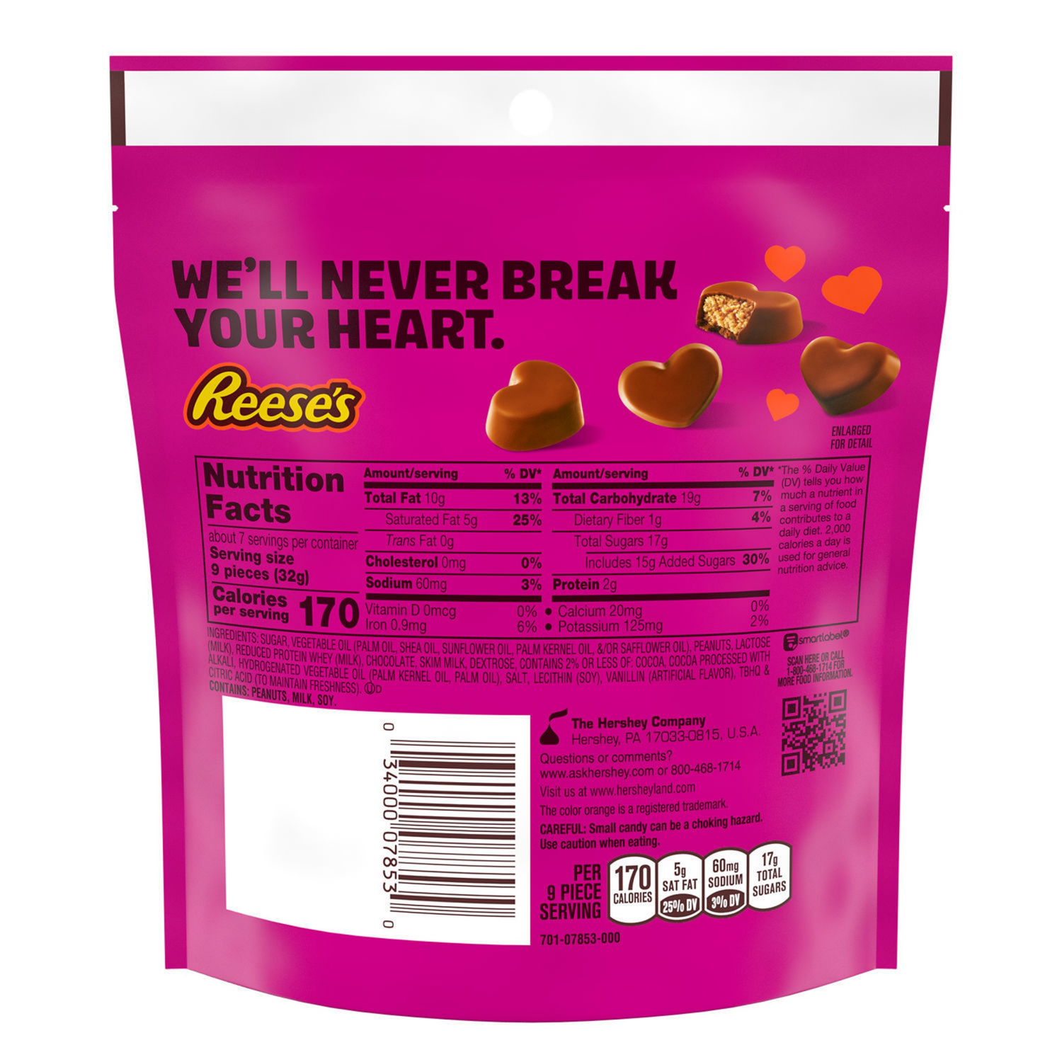 slide 7 of 8, HERSHEYS Val Rse Unwrapped Mini Hearts 7.6oz 16ct, 7.6 oz, 16 ct