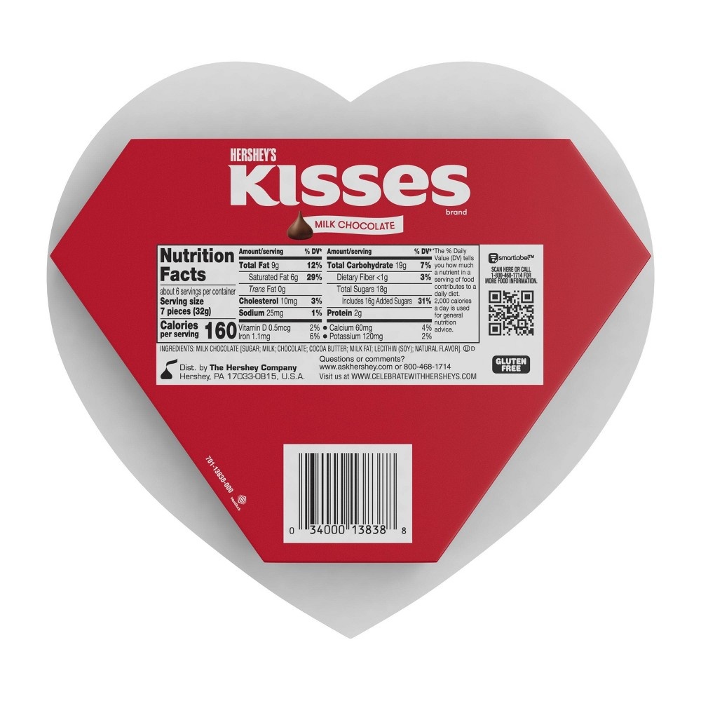 Hershey's Kisses Valentine's Milk Chocolate Candy Heart Box 6.5 oz | Shipt