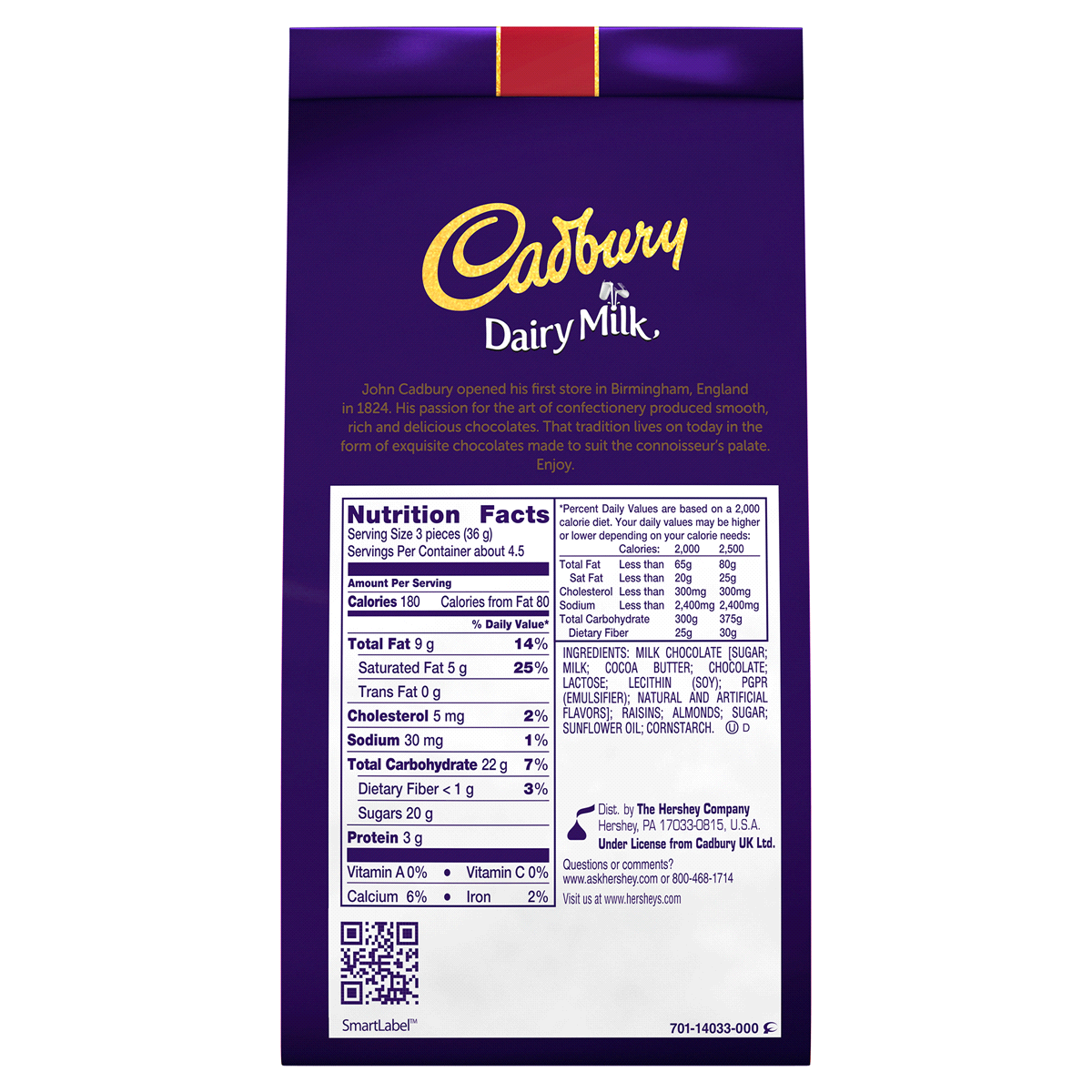 slide 2 of 2, Cadbury Dairy Milk Chocolate Fruit & Nut Chocolate Bars, 5.4 oz