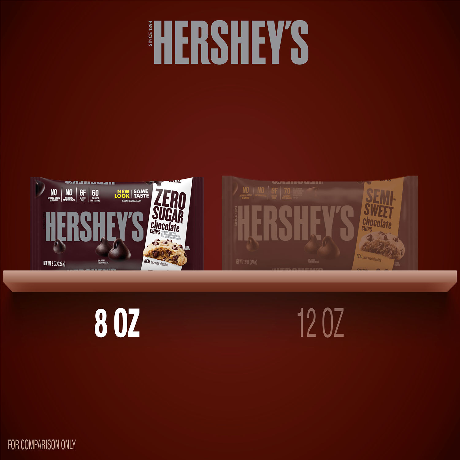slide 5 of 8, HERSHEY'S Sugar Free Chocolate Baking Chips, Gluten Free, 8 oz, Bag, 8 oz