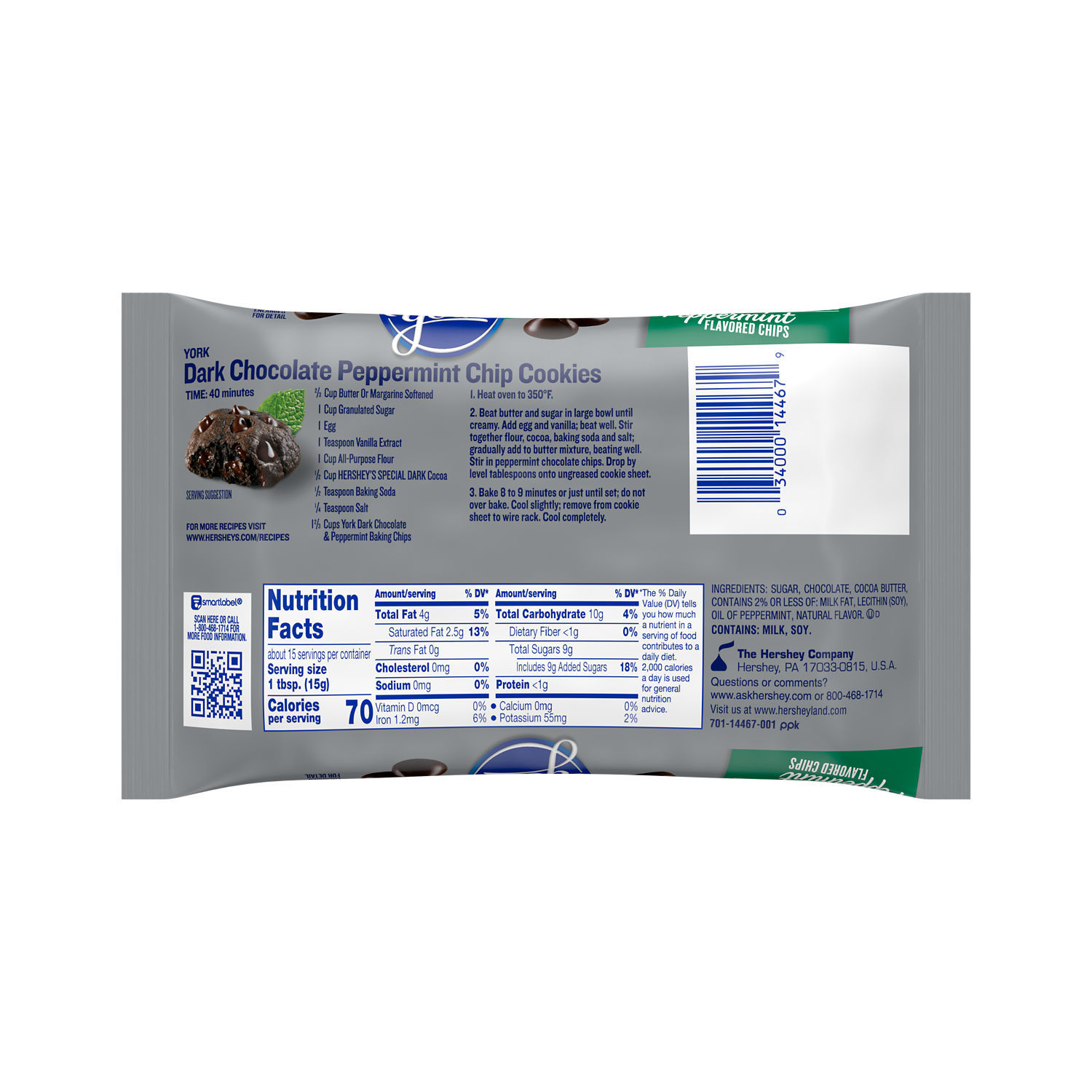 slide 3 of 8, YORK Dark Chocolate and Peppermint Flavored Baking Chips Bag, 8 oz, 8 oz