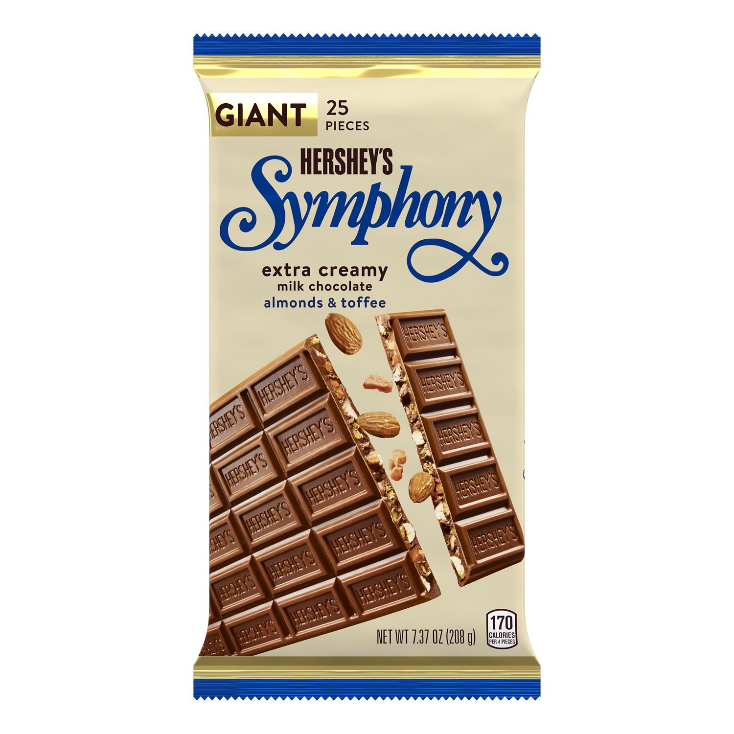 slide 1 of 4, Hershey's Symphony Extra Creamy Almond & Toffee Giant Milk Chocolate 7.37 oz, 7.37 oz