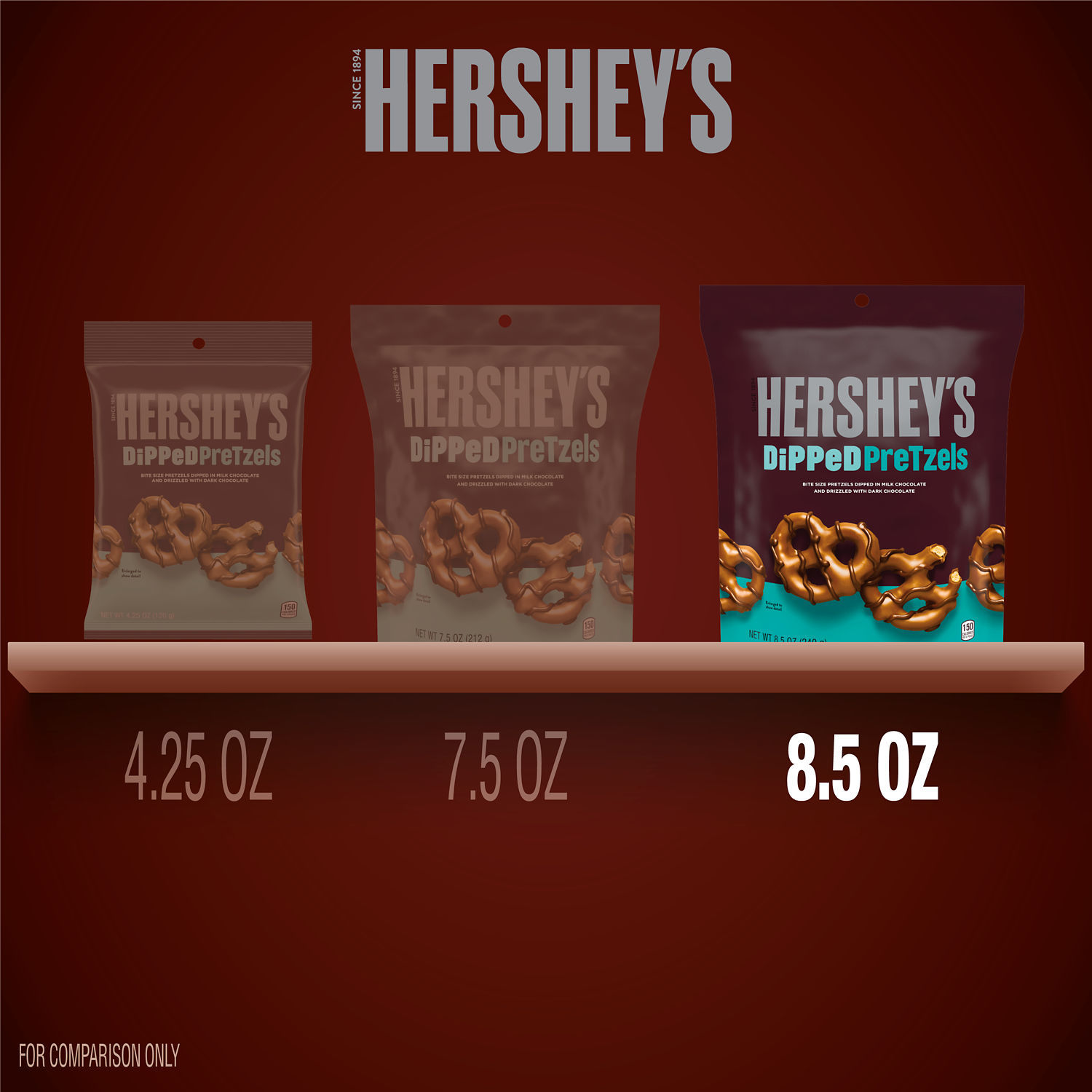 slide 5 of 8, Hershey's Snack, Milk Chocolate, Dark Chocolate, Pretzels, 8.5 oz