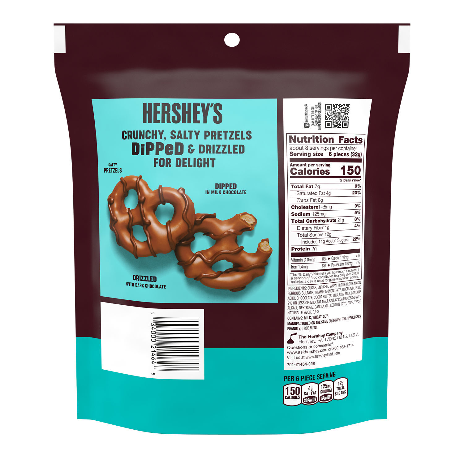 slide 7 of 8, Hershey's Snack, Milk Chocolate, Dark Chocolate, Pretzels, 8.5 oz