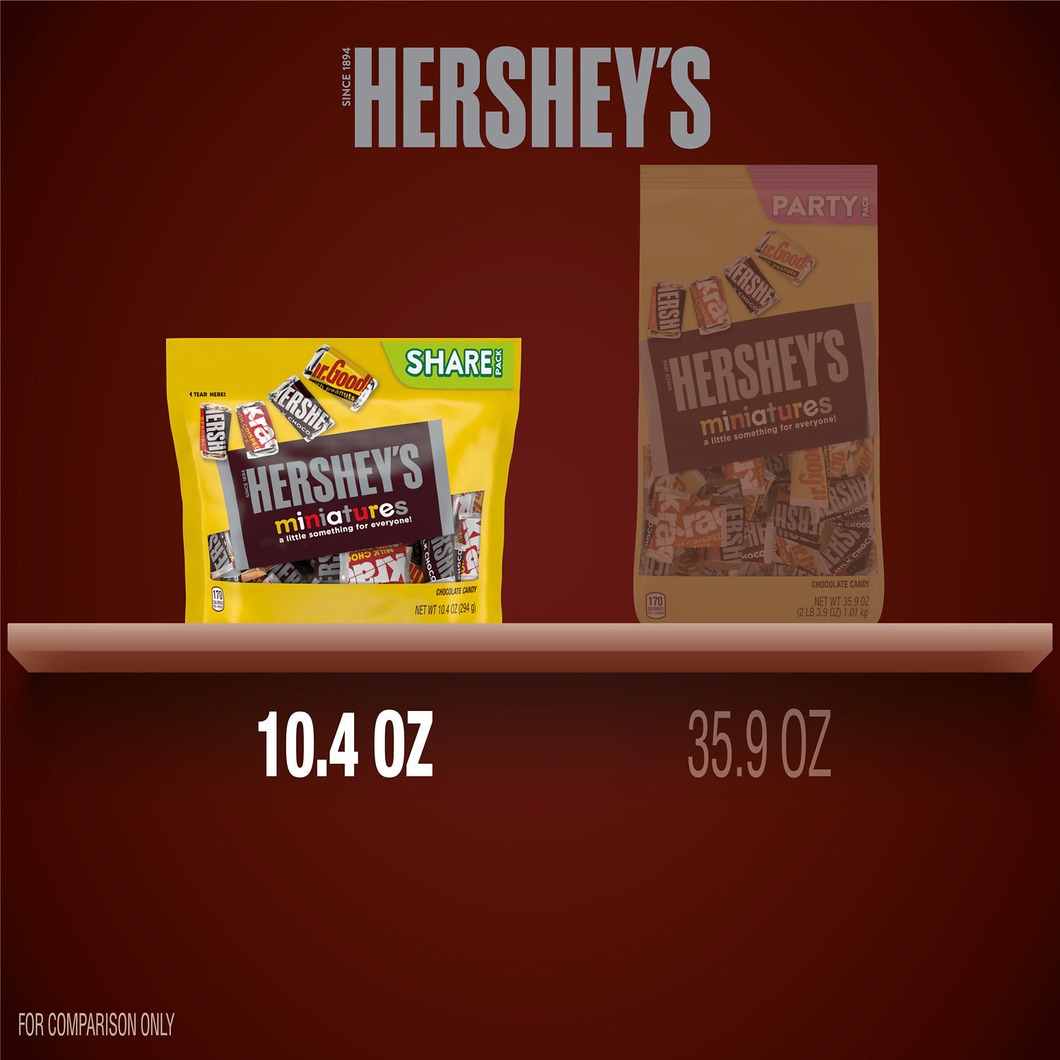 slide 5 of 8, Hershey's Chocolate Assortment, Milk Chocolate, Dark Chocolate, Peanuts, Crisped Rice, Candy Assortment, 10.4 oz
